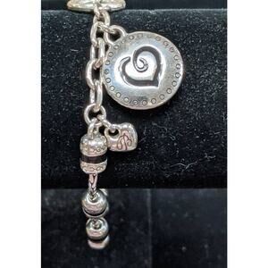 Brighton Trinity Discontinued Heart Charm Bracelet Braided Chain Reno Meridian